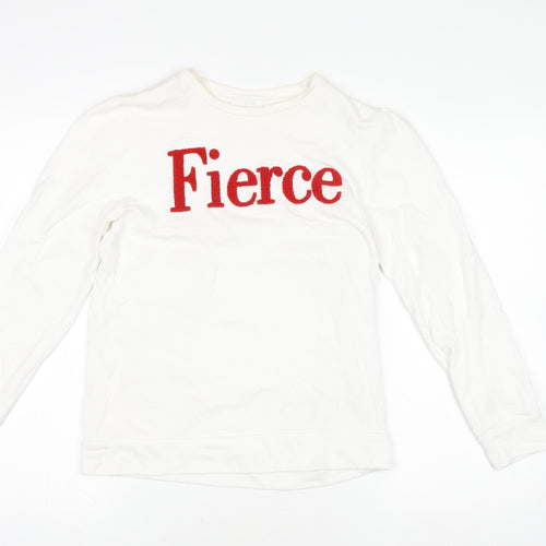 Savida Women's White Long Sleeve Fierce Cotton T-Shirt XS