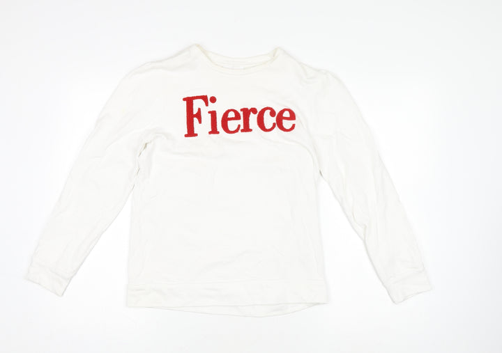 Savida Women's White Long Sleeve Fierce Cotton T-Shirt XS
