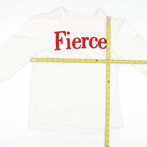 Savida Women's White Long Sleeve Fierce Cotton T-Shirt XS