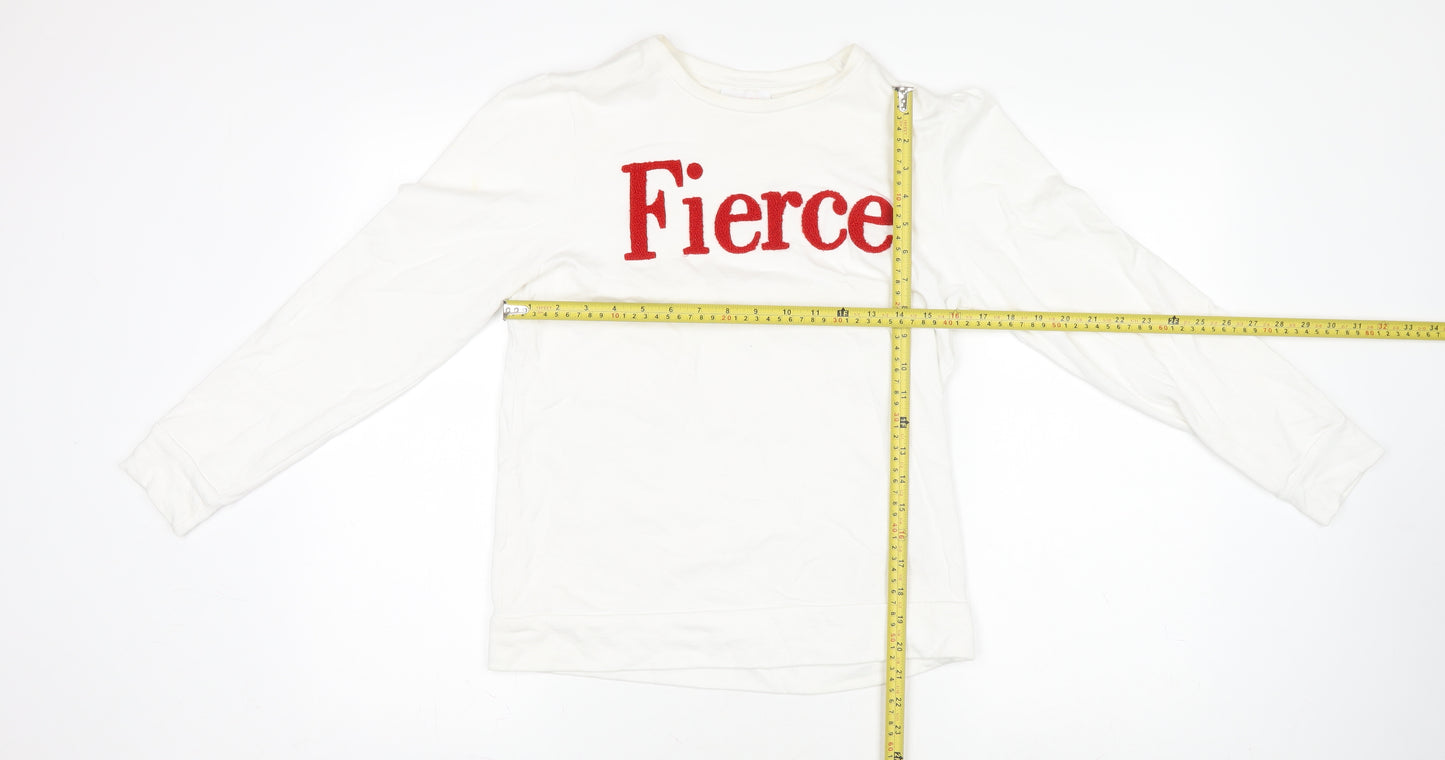 Savida Women's White Long Sleeve Fierce Cotton T-Shirt XS