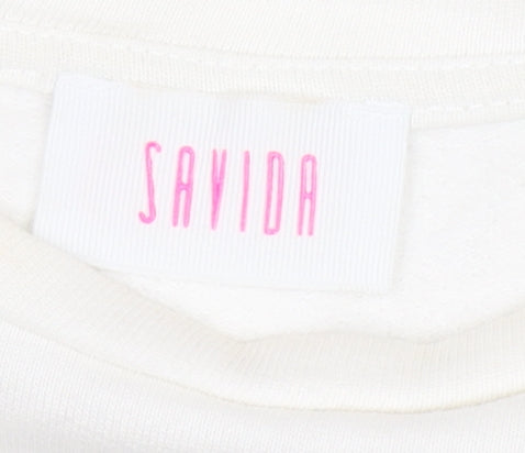 Savida Women's White Long Sleeve Fierce Cotton T-Shirt XS