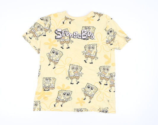 Front view of Primark women’s yellow spongebob cartoon t-shirt size 2xs