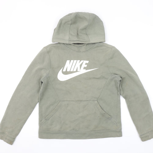 Nike Women’s Green Pullover Hoodie M Cotton Blend Logo Sweatshirt