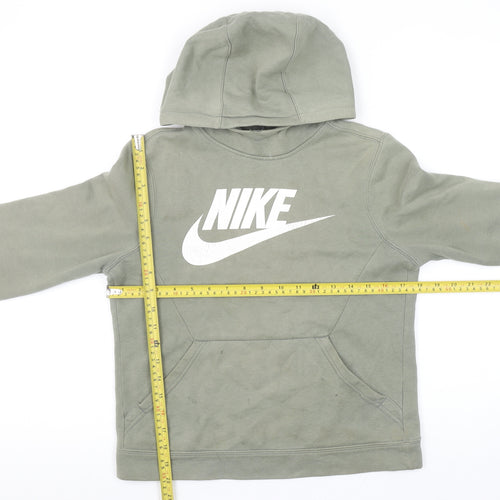 Nike Women’s Green Pullover Hoodie M Cotton Blend Logo Sweatshirt
