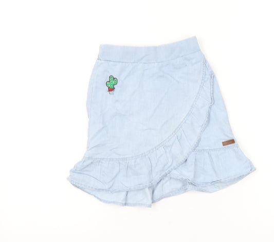 Boboli Girls Light Blue Wrap Ruffle Skirt Size 5 Years Cotton Blend