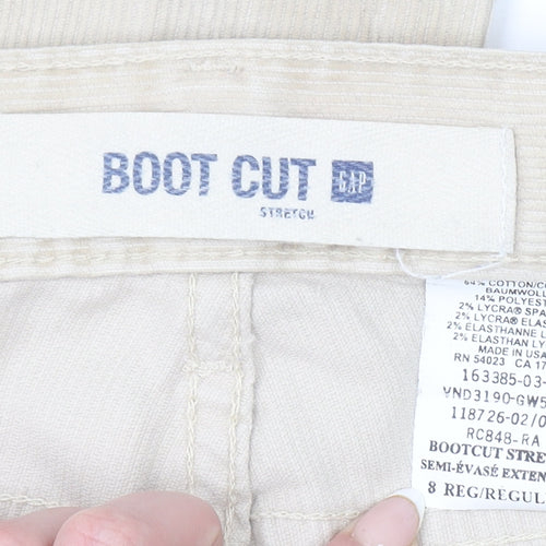 GAP Women's Beige Corduroy Bootcut Stretch Trousers Size 8