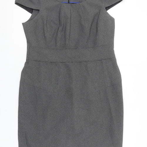 South Women’s Grey Sheath Work Dress Size 16 Short Sleeve