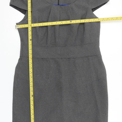 South Women’s Grey Sheath Work Dress Size 16 Short Sleeve