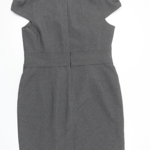 South Women’s Grey Sheath Work Dress Size 16 Short Sleeve