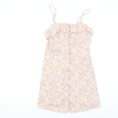 Primark Girls Multicoloured Floral Cotton A-Line Knee Length Summer Dress 8-9 Years