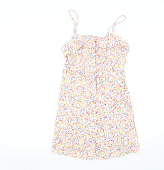 Primark Girls Multicoloured Floral Cotton A-Line Knee Length Summer Dress 8-9 Years