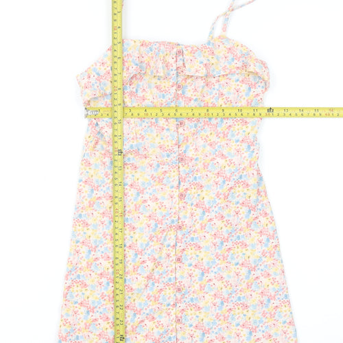 Primark Girls Multicoloured Floral Cotton A-Line Knee Length Summer Dress 8-9 Years
