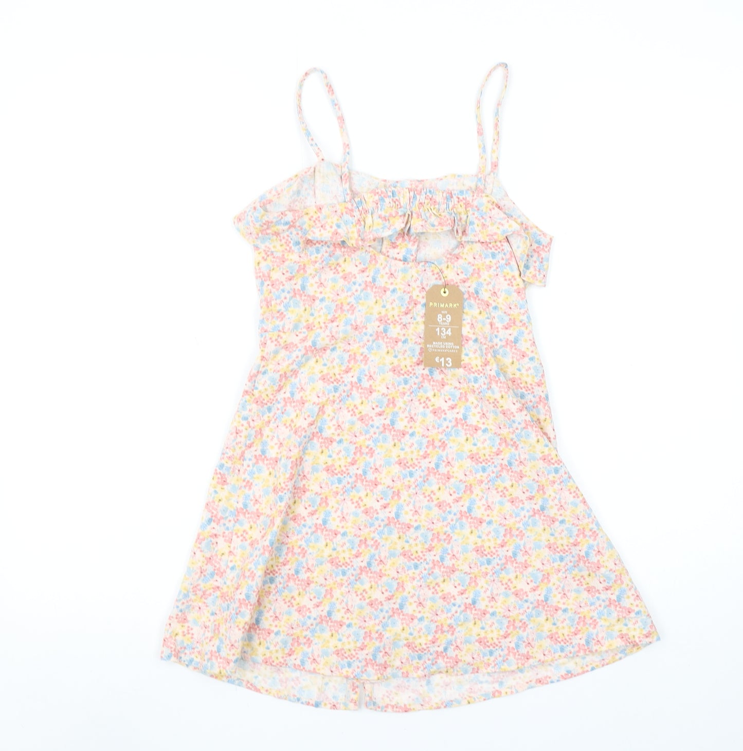 Primark Girls Multicoloured Floral Cotton A-Line Knee Length Summer Dress 8-9 Years