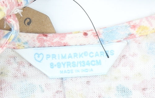 Primark Girls Multicoloured Floral Cotton A-Line Knee Length Summer Dress 8-9 Years