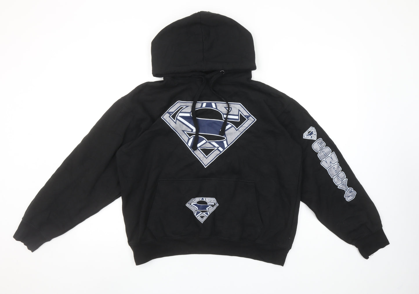 SAAD Collection Women’s Black M Pullover Hoodie Superman Cowboys Graphic