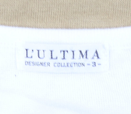 L'Ultima Women's Beige White Cotton Colourblock T-Shirt Dress Size S