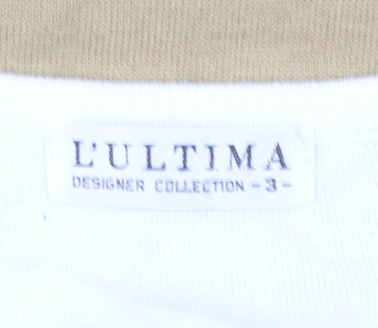 L'Ultima Women's Beige White Cotton Colourblock T-Shirt Dress Size S