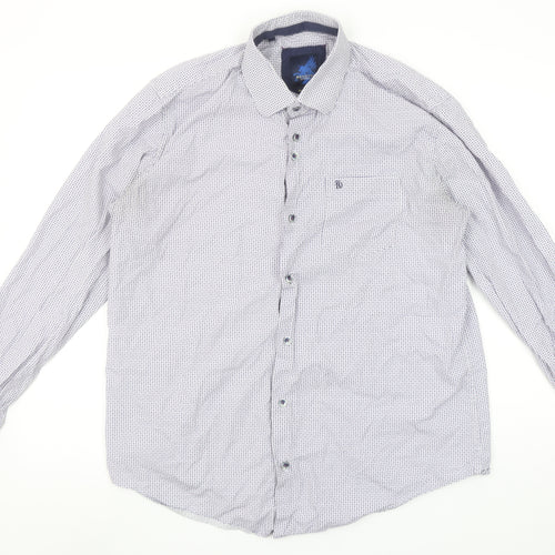 Benetti Luxury Men's Blue Modern Fit Long Sleeve Button-Up Shirt L