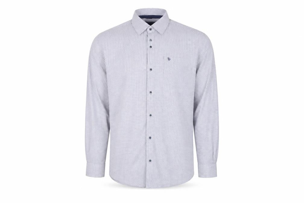 Benetti Luxury Men's Blue Modern Fit Long Sleeve Button-Up Shirt L