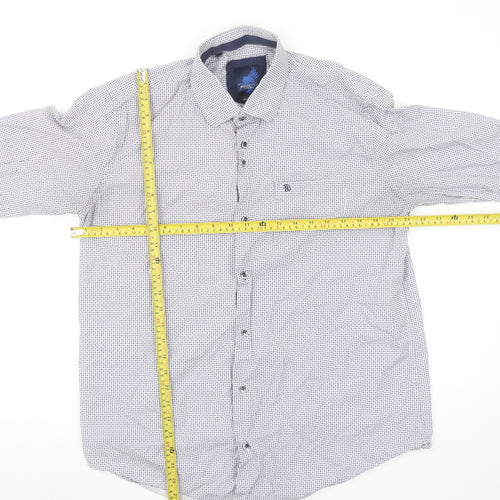Benetti Luxury Men's Blue Modern Fit Long Sleeve Button-Up Shirt L