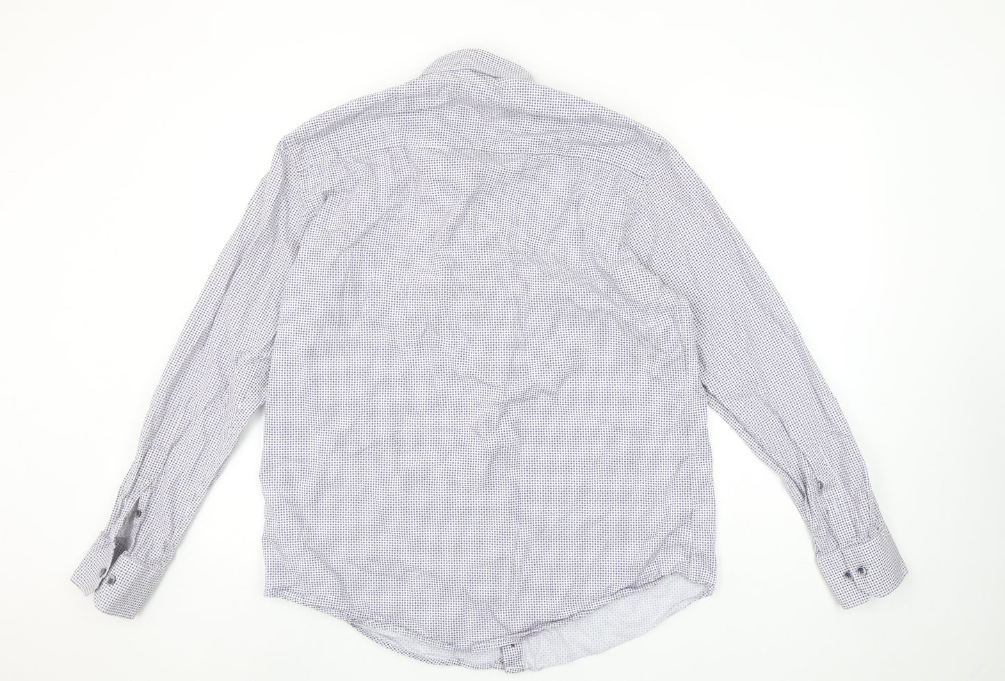 Benetti Luxury Men's Blue Modern Fit Long Sleeve Button-Up Shirt L