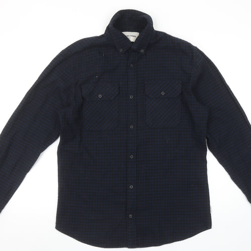 Jack & Jones Men's Blue Checked Slim Fit Flannel Shirt M