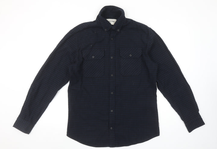 Jack & Jones Men's Blue Checked Slim Fit Flannel Shirt M