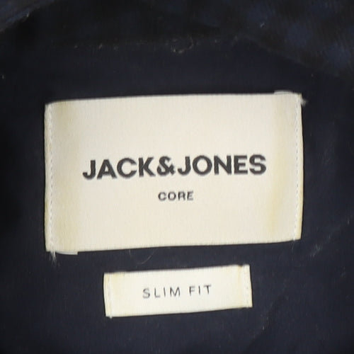 Jack & Jones Men's Blue Checked Slim Fit Flannel Shirt M