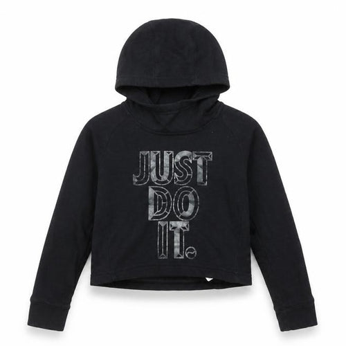 Nike Girls Black Hoodie 10-12 Years Pullover Just Do It Graphic Sweatshirt