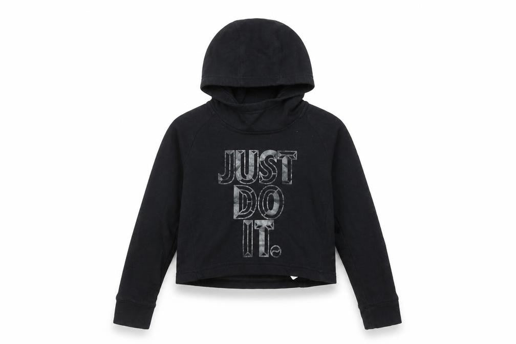Nike Girls Black Hoodie 10-12 Years Pullover Just Do It Graphic Sweatshirt