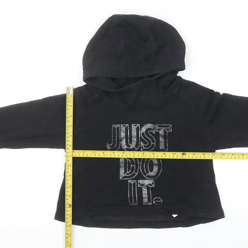 Nike Girls Black Hoodie 10-12 Years Pullover Just Do It Graphic Sweatshirt