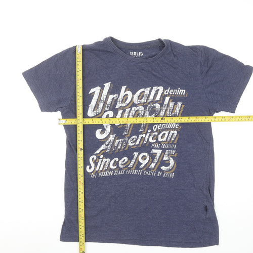 !Solid Unisex Blue Graphic Short Sleeve T-Shirt M Casual