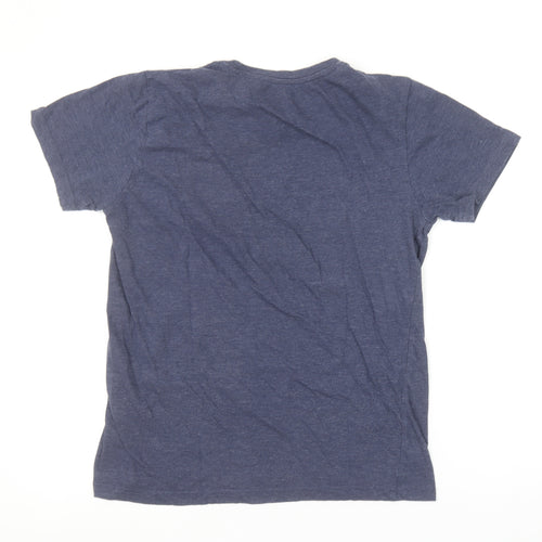 !Solid Unisex Blue Graphic Short Sleeve T-Shirt M Casual