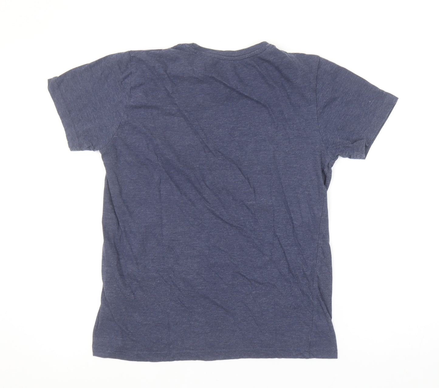 !Solid Unisex Blue Graphic Short Sleeve T-Shirt M Casual