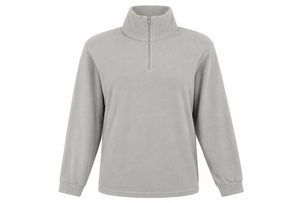 Front view of On Spirit Women's Grey Fleece 1/4 Zip Pullover Sweatshirt M
