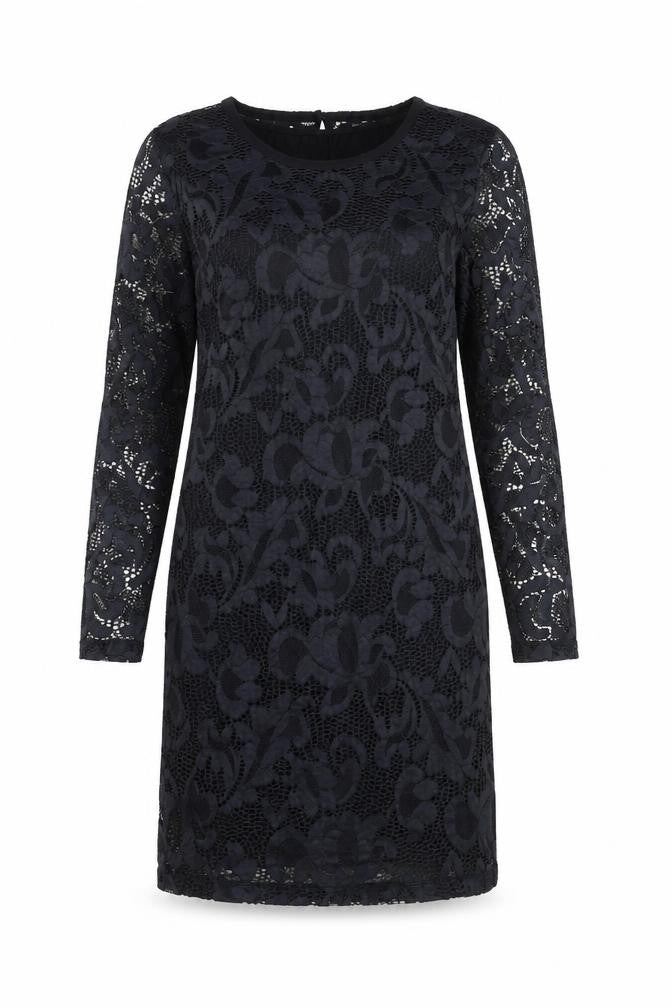 Julie Brandt Women's Black Lace Sheath Dress Size 14 Long Sleeve Elegant Evening