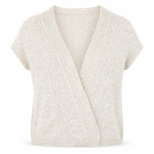 Blarney Women’s Beige 2XL Linen Cotton Open-Knit Short Sleeve Cardigan