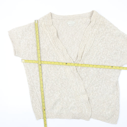 Blarney Women’s Beige 2XL Linen Cotton Open-Knit Short Sleeve Cardigan