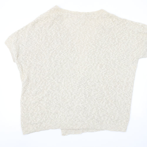 Blarney Women’s Beige 2XL Linen Cotton Open-Knit Short Sleeve Cardigan