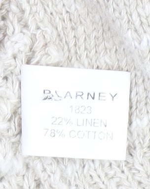 Blarney Women’s Beige 2XL Linen Cotton Open-Knit Short Sleeve Cardigan