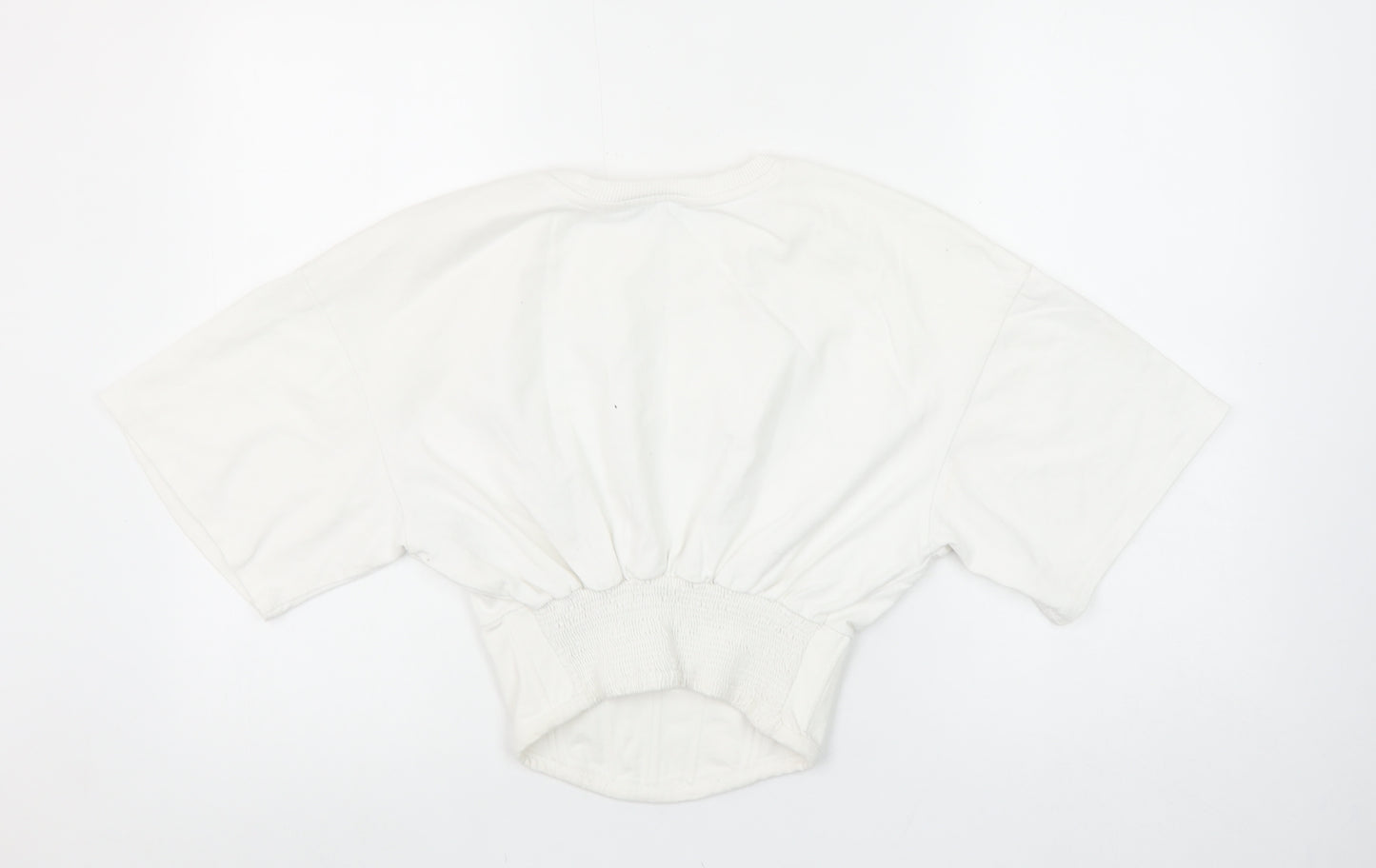 Bershka Womens White Cropped Baltimore Short Sleeve T-Shirt Size S