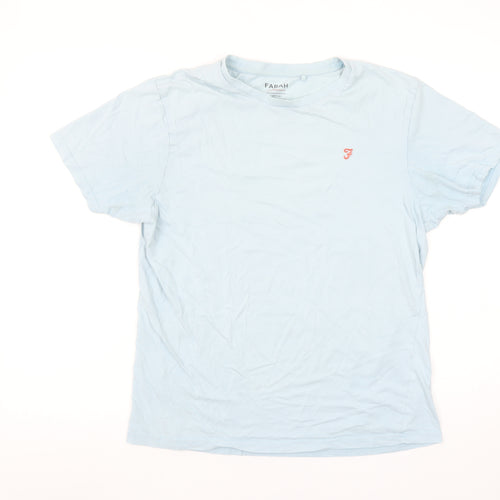 Farah Men's Blue Cotton Short Sleeve Crew Neck T-Shirt Size M