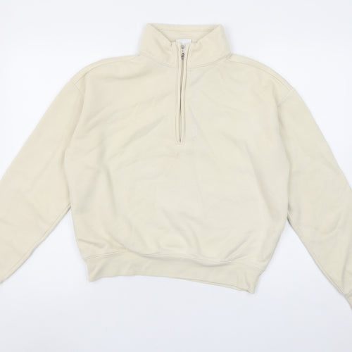 Champion Women's Beige 1/4 Zip Pullover Sweatshirt Medium