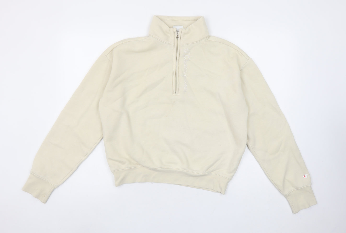 Champion Women's Beige 1/4 Zip Pullover Sweatshirt Medium