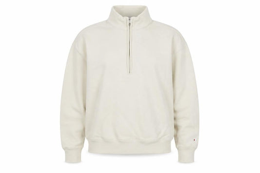 Front view of Champion Women's Beige 1/4 Zip Pullover Sweatshirt Medium