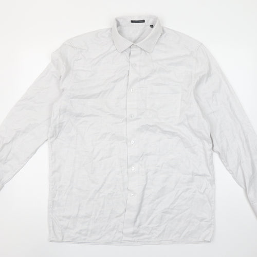 Louis Philippe Men's White 16.5 Regular Fit Cotton Long Sleeve Shirt