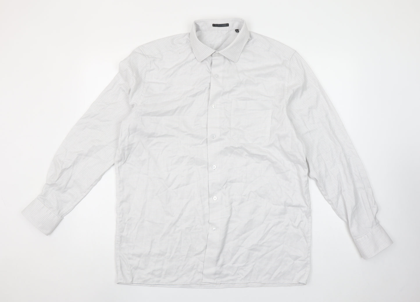 Louis Philippe Men's White 16.5 Regular Fit Cotton Long Sleeve Shirt