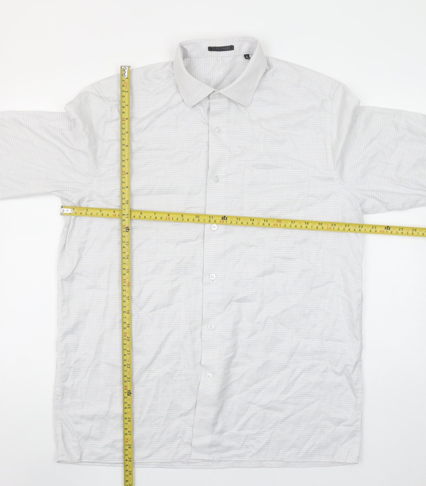 Louis Philippe Men's White 16.5 Regular Fit Cotton Long Sleeve Shirt