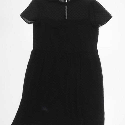 Zara Women's Black Polka Dot Sheer Shift Dress XS
