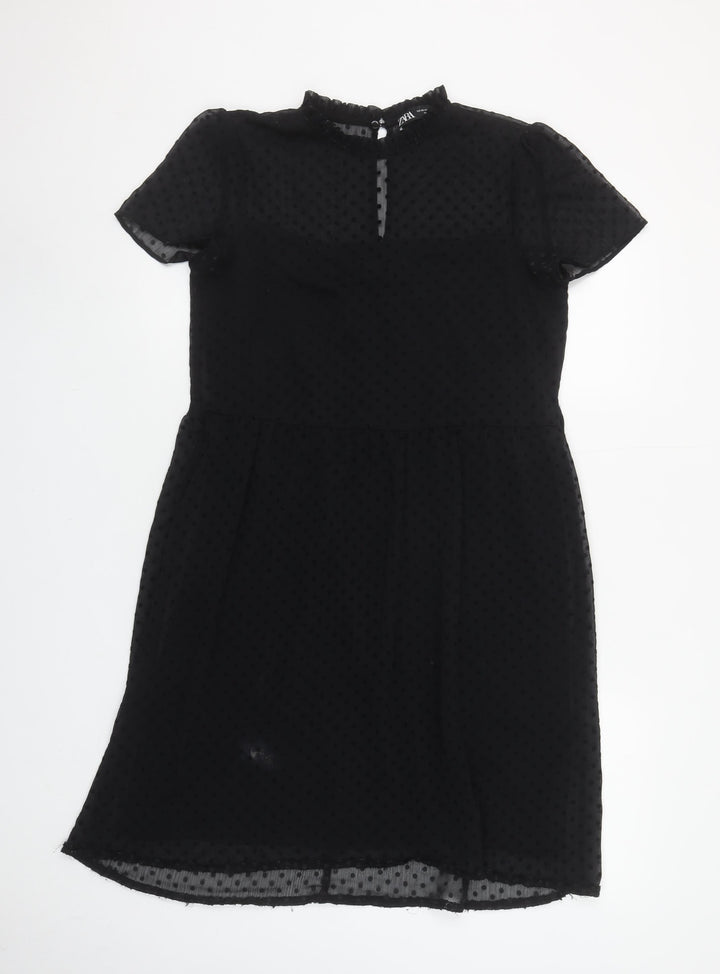 Zara Women's Black Polka Dot Sheer Shift Dress XS